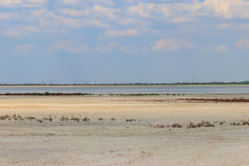 View of a salt Ustrichnnoe (oyster) lake in Kherson region, Ukraine