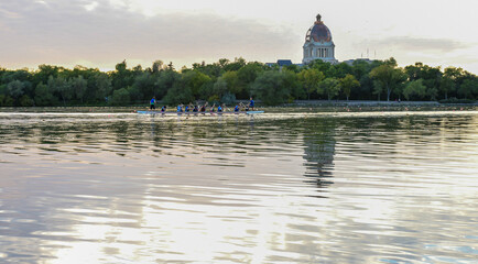 Dragon boat on Wascana lake, Saskatchewan. 