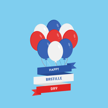 This is a card with a balloon and tape for French National Day, July 14, Bastille Day.