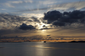 Hurtigruten by sunset