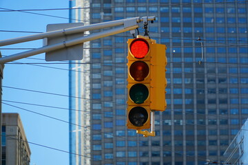 Traffic light in modern city