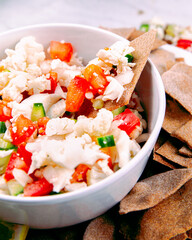 plants and a person eating salad Mexican food tortillas