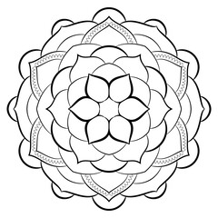 Contour mandala for color book. Monochrome illustration. Symmetr