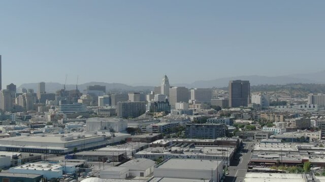 Los Angeles Downtown Arts District Towards Civic Center Aerial R California USA