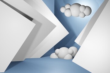 3d render of a cube with clouds