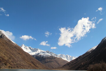 snow covered mountain peaks