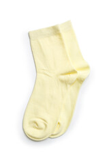 colored socks from thin jersey isolated on a white background.