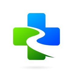 medical road river logo design template
