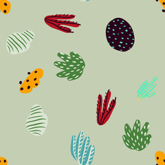 Bright underwater seamless pattern with beautiful corals.