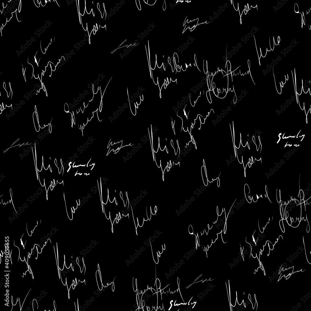 Poster seamless vector pattern. white text on a black background.