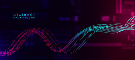 Abstract technology background with flowing particles. digital future technology concept.