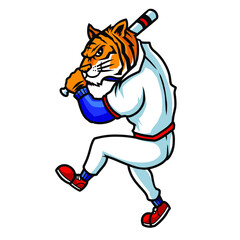 tiger baseball mascot vector