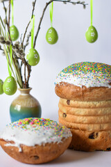 easter cake and easter eggs