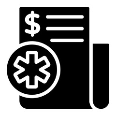 Folded paper with medical sign, medical report concept icon