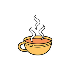 Cup hot tea or coffee color line icon. Pictogram for web page, mobile app, promo.