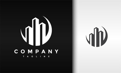 simple city building circle logo