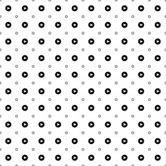 Square seamless background pattern from geometric shapes are different sizes and opacity. The pattern is evenly filled with black play symbols. Vector illustration on white background