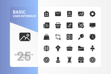 Basic UI icon pack for your web site design, logo, app, UI. Basic UI icon glyph design. Vector graphics illustration and editable stroke. EPS 10.