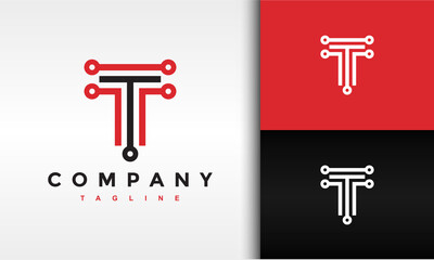 letter T circle tech logo