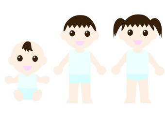 笑っている下着姿の子供