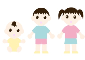 困った顔の半袖の服を着た子供