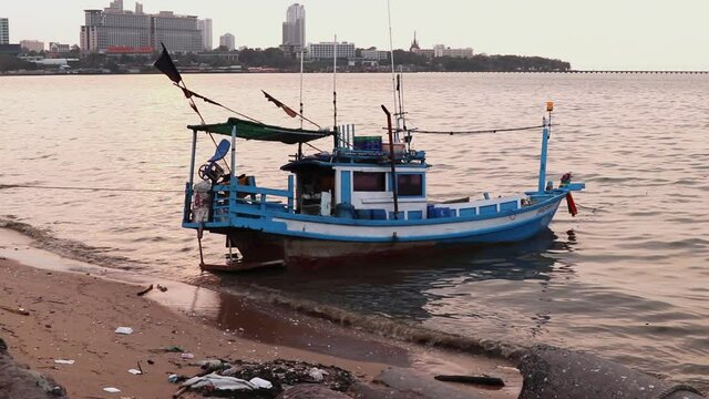 a fishing boat on the coast of the Gulf of Thailand 