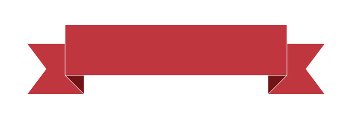 red ribbon banner label on white background	