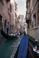 View of the streets of Venice with gondolas. Italy