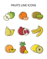 Natural fruits grown on a farm. eco products. vector icons in flat style