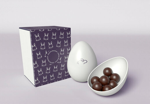 Box Packaging of Easter Egg Mockup