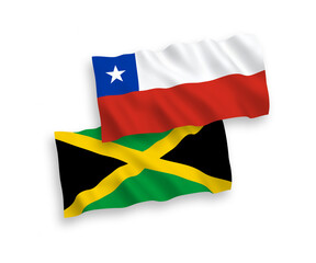 Flags of Jamaica and Chile on a white background