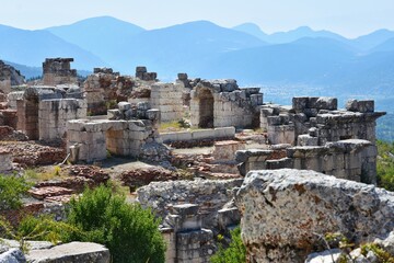 Fototapeta na wymiar Ruins of Roman baths in the Roman ancient city Sagalassos, Turkey. 