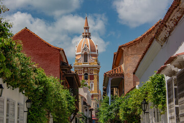 View of a sector of Cartagena in Colombia. Wonderful walled city full of history and charm. Heritage of humanity.