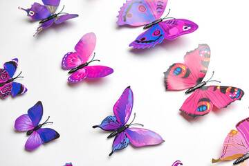 Colored Butterflies Isolated On A White Background