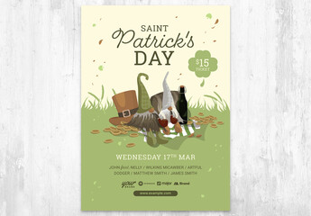 St. Patrick's Day Flyer with Leprechaun Hat and Gold