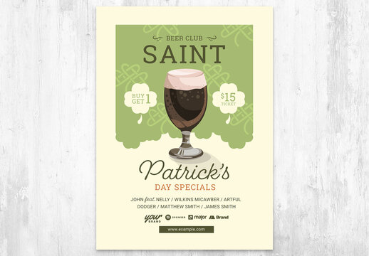 St. Patrick's Day Special Beer Club Flyer With Black Beer