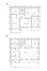 Detailed architectural private house floor plan, apartment layout, blueprint. Vector illustration