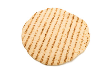 Grilled pitta bread isolated on white background.