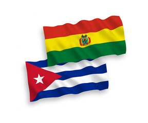 Obraz premium Flags of Bolivia and Cuba on a white background