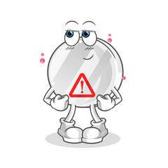 warning sign shy vector. cartoon character