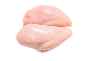 Raw chicken fillet isolated on white background.