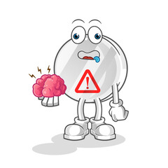 warning sign no brain vector. cartoon character