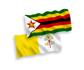 Naklejka premium Flags of Vatican and Zimbabwe on a white background