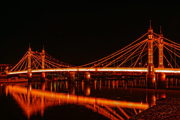 Fototapeta na wymiar Albert Bridge at Night, London, UK
