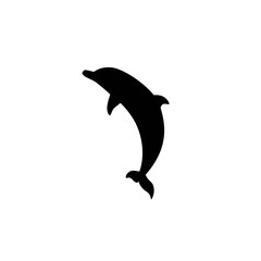 black flat dolphin icon isolated on white background. blower sign. marine nature symbol.