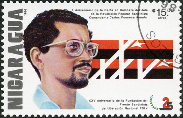 NICARAGUA - 1986: shows Carlos Fonseca Amador (1936-1976), Formation of the Sandinista Front, 25th...