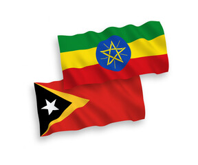 Flags of East Timor and Ethiopia on a white background