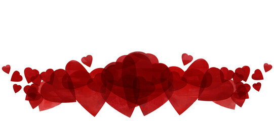 Patrón de corazones con textura de acuarela transparente. Ilustración para el día de San Valentín, cumpleaños o boda con espacio para texto
