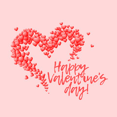Vector beautiful festive banner for valentine's day february 14th with heart symbol made up of particles small hearts