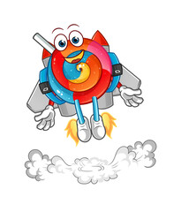 lollipop with jetpack mascot. cartoon vector